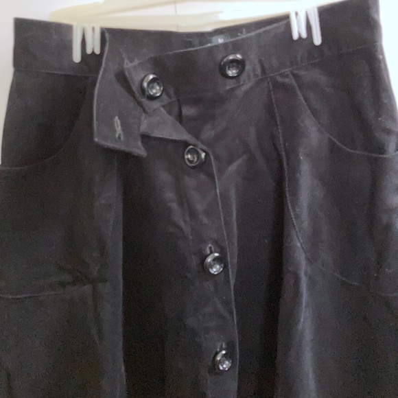 NWT Black Hell Bunny Corduroy Wonder Years Knee Skirt with Buttons and Pockets - Picture 4 of 12